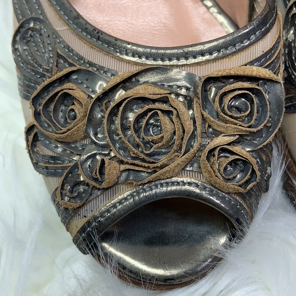 Nanette Lepore Salsa Swirl Heels Pewter Nude Size 6 - Picture 6 of 14